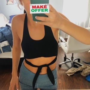 Black shein tie tank crop top